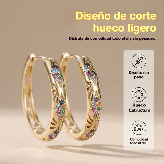 📢📢Compra 1 y llévate 2 gratis ⏰ Pendientes de aro huecos con circonita brillante