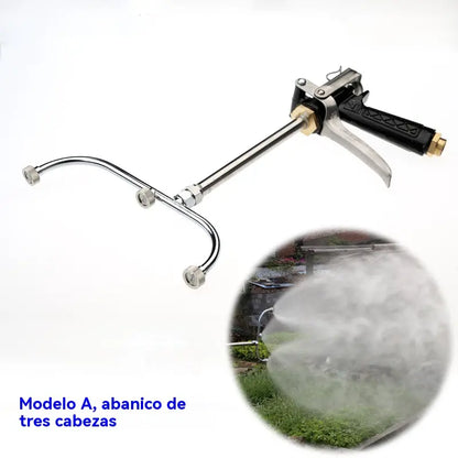 Nueva pistola pulverizadora de área amplia con niebla fina de cuatro cabezales en forma de abanico de acero inoxidable a prueba de óxido