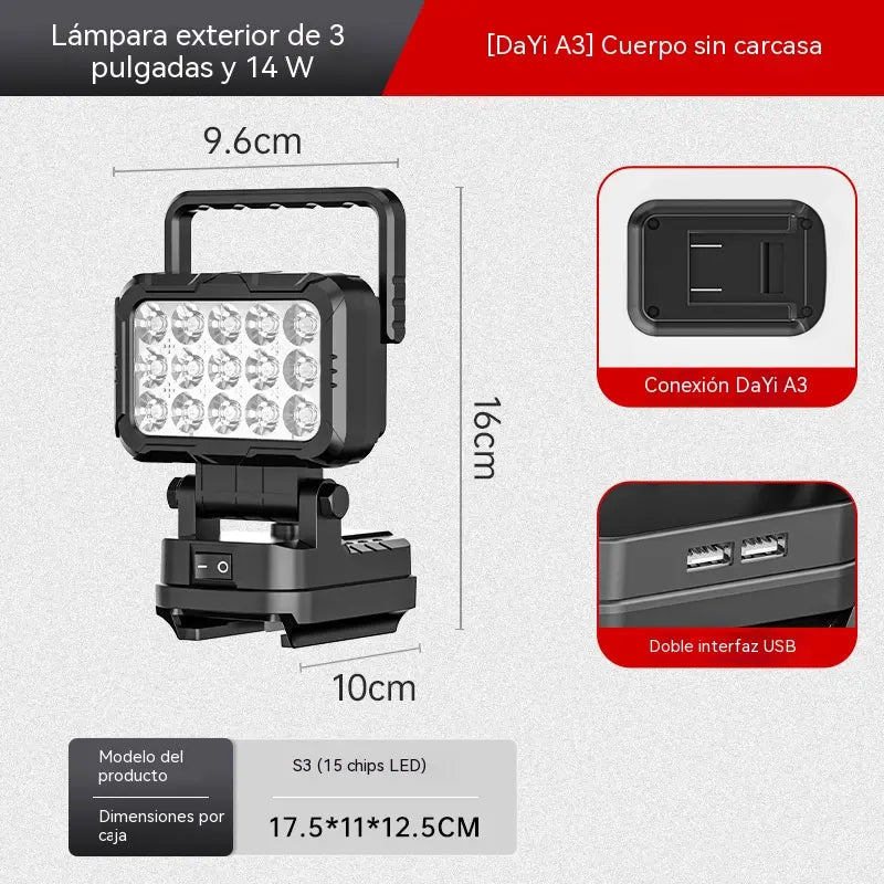 🔥💡Una linterna alimentada por batería de litio con interfaz USB, adecuada para la reparación de automóviles, etc.