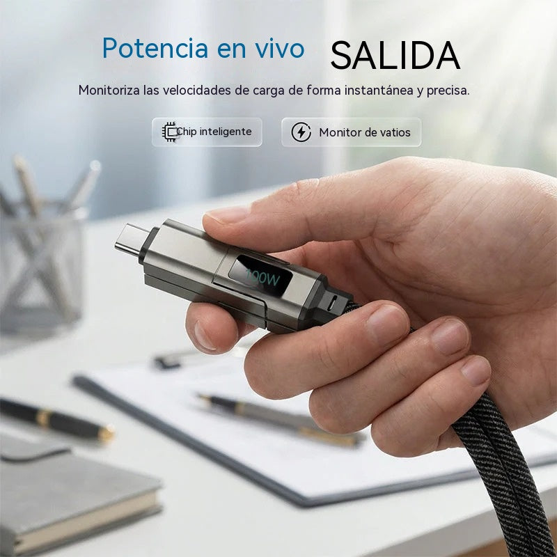 🔥PROMOCIÓN ESPECIAL 50% DE DESCUENTO🔥 Cable de carga con llavero y pantalla digital 4 en 1