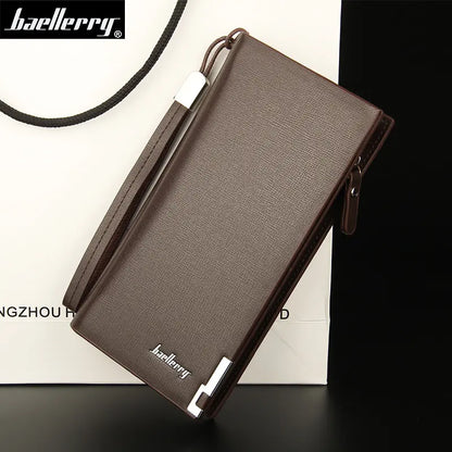 Nueva cartera larga para hombre con múltiples capas y ranuras para varias tarjetas.