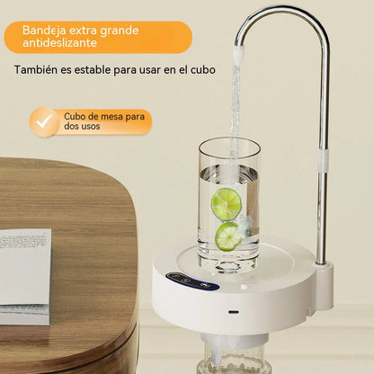 Bomba de agua portátil 2 en 1, apta para cubos de agua, grifo giratorio de 360°, tres velocidades de agua y carga mediante puerto USB tipo C.
