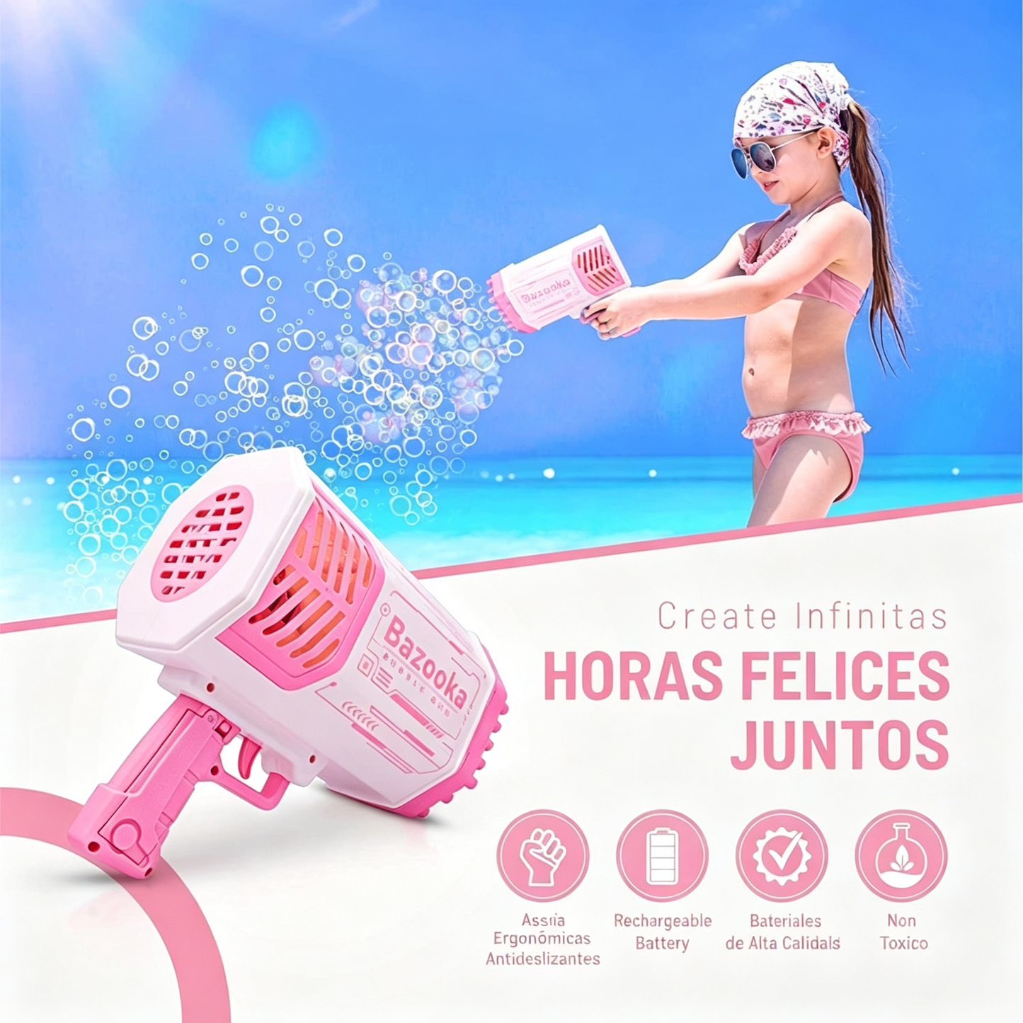 👧💨🎉Pistola de burbujas portátil automática de 40 agujeros para niños