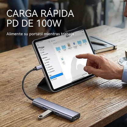 💻Hub USB-C portátil 5 en 1 con salida HDMI 4K