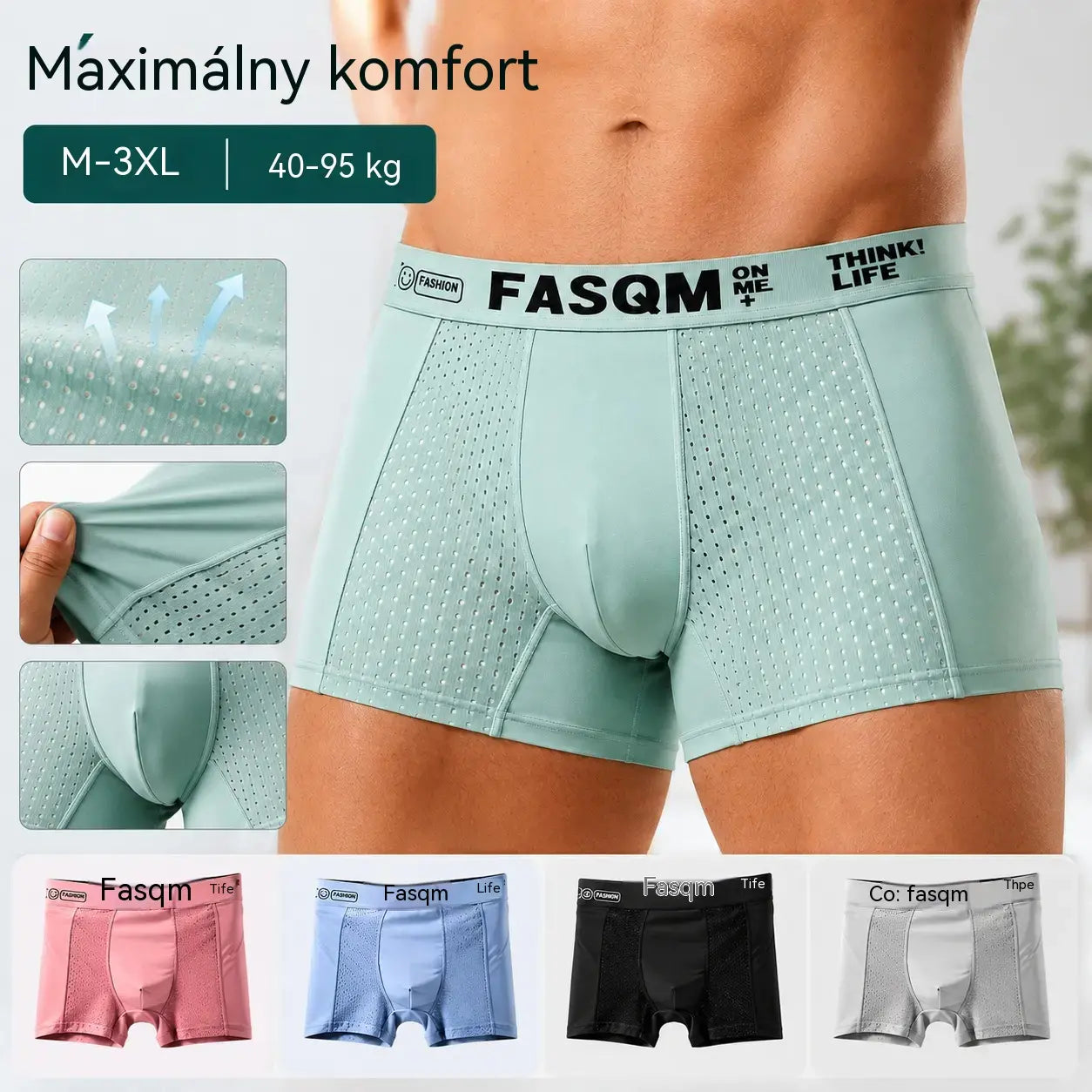💥👍【Kúpte 3 kusy, získajte 3 zadarmo】【L-4XL】Pánske priedušné sieťované boxerky Ice Silk