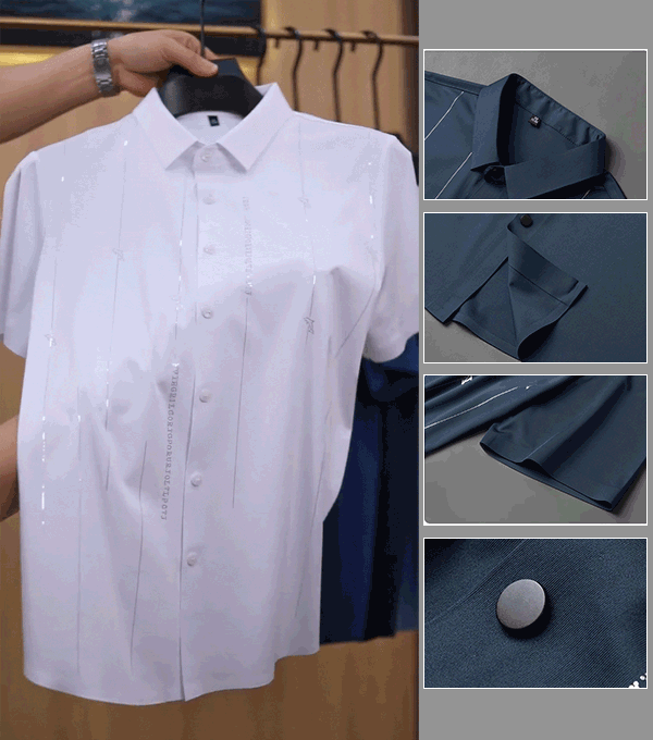 【M-4XL】Camisa de manga corta con alta elasticidad, sin arrugas y sin necesidad de planchar.