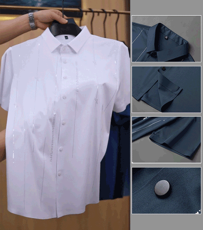 【M-4XL】Camisa de manga corta con alta elasticidad, sin arrugas y sin necesidad de planchar.