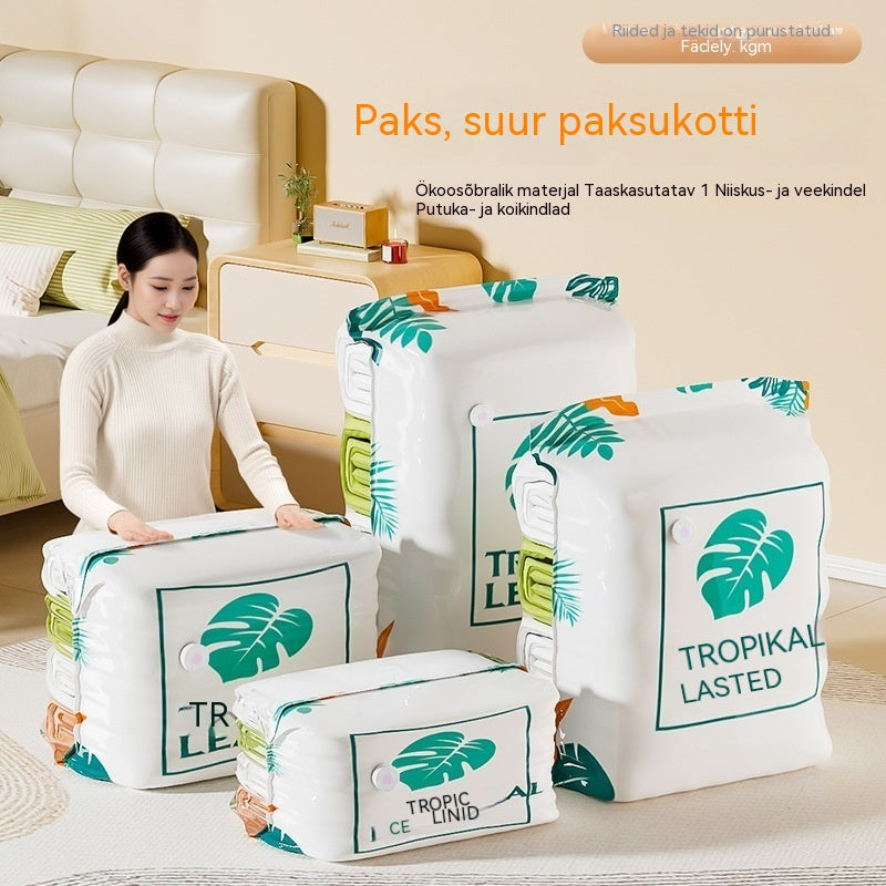 🧳【5-osaline komplekt】💨 Suur, kokkusurutav vaakumkott: pumpa pole vaja, lekkekindel ja ideaalne ruumi kokkuhoiuks kohvrites ja kodus ✈️