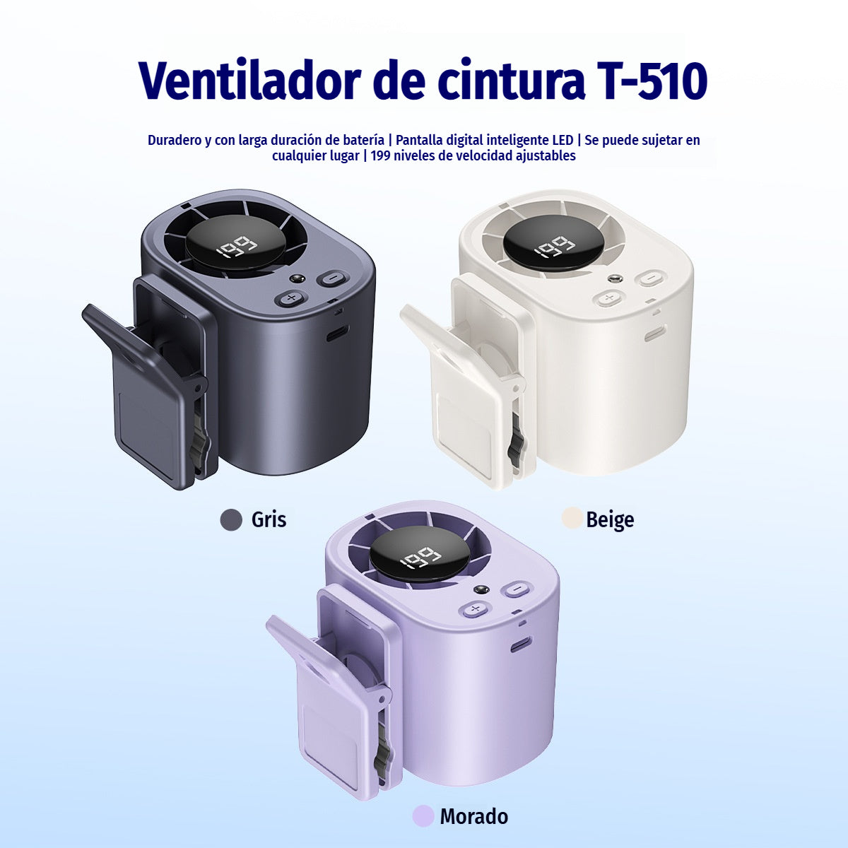 Mini ventilador portátil con motor sin escobillas de alta velocidad.