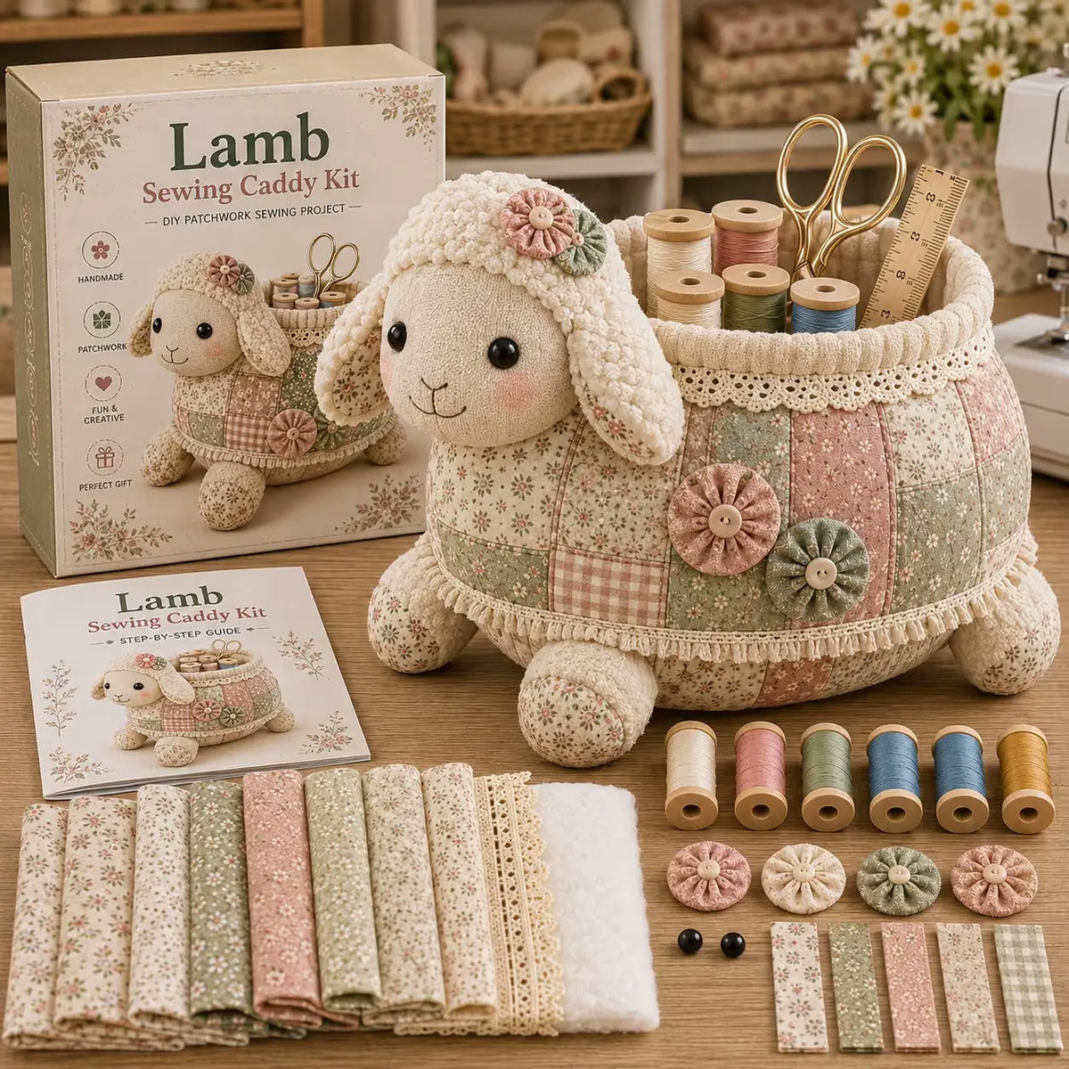 🧵 DIY sada na ušití patchworkového organizéru na šití s motivem zvířátek 🎨