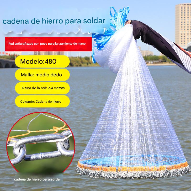 🔥 Red de pesca para lanzar a mano con aro de aluminio