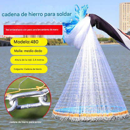 🔥 Red de pesca para lanzar a mano con aro de aluminio