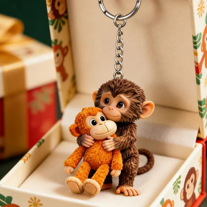 🏆🐵 Llavero de mono 3D Viral Punch 💕🎁Un regalo conmovedor para amantes de los animales, familiares, amigos y seres queridos.