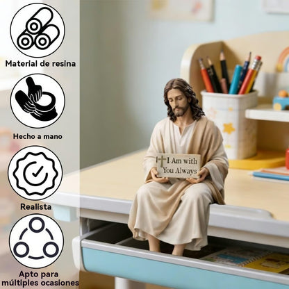 💌Estatua de Jesús de resina pintada a mano ~ Recordatorio diario: nunca estás solo.