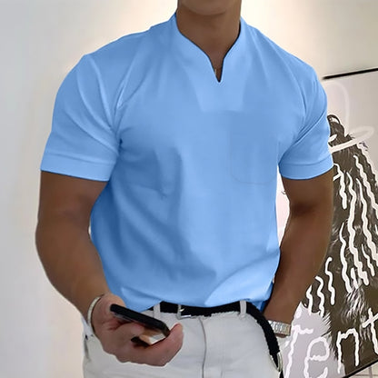 🕺🕺【S-5XL】Camisa de manga corta de algodón elástico para hombre de verano