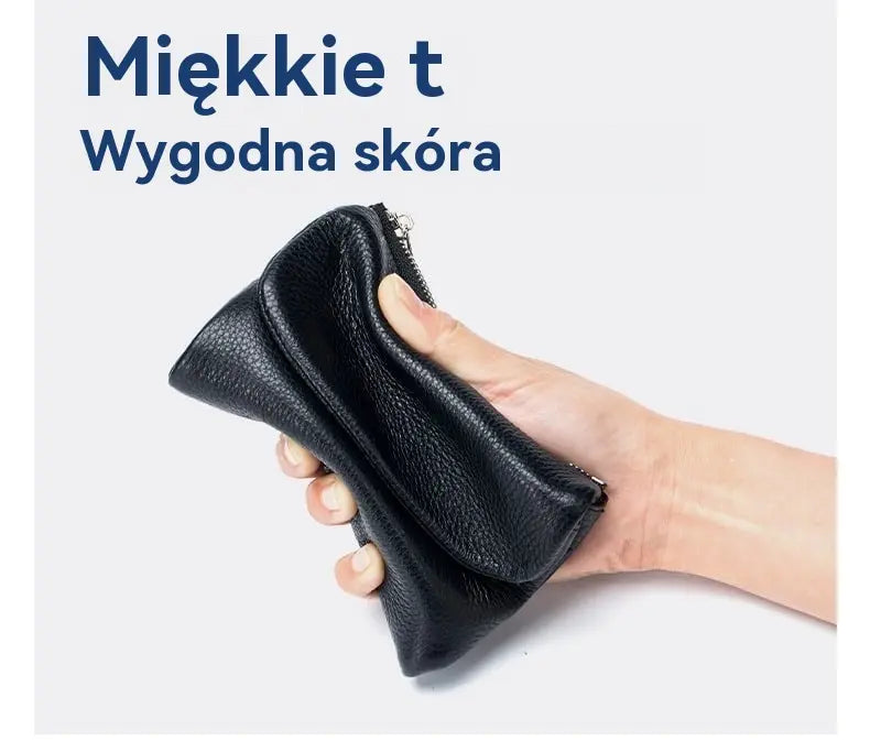 Portfel unisex Pebble wykonany z prawdziwej skóry z ochroną RFID