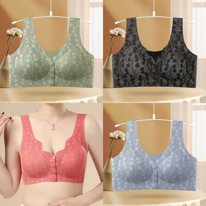 【4 piezas】【M-4XL】2026 Nuevo sujetador de cierre frontal sin aros para mujer, tirantes sin costuras, push-up y antiflacidez【40-100 kg】
