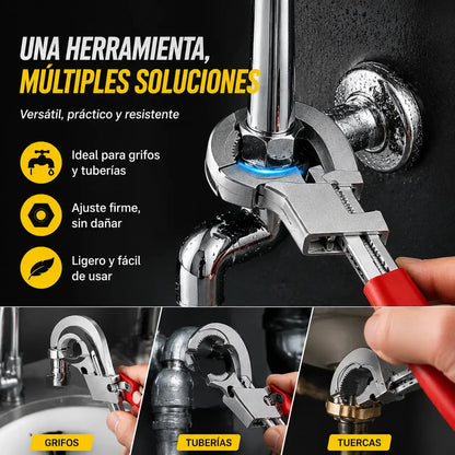 Llave ajustable para baño de aleación de aluminio multifuncional, llave para manguera de grifo y llave para fregadero.