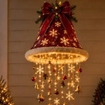 🎅 Vánoční čepice se sněhovou vločkou a krystalovým LED světlem – Kouzelná záře pro vaši verandu ✨