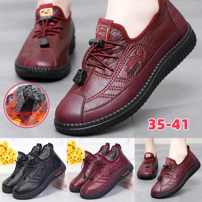 🔥【35-41】2026 Otoño e Invierno nuevas botas de cuero suave antideslizantes cálidas de cuero suave y terciopelo para mujer