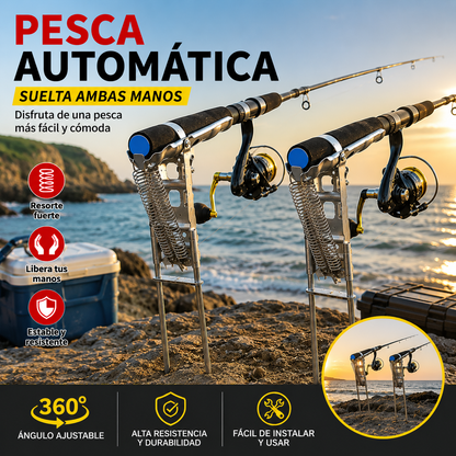 🔥🎣 Retractor automático para caña de pescar, soporte retráctil automático para caña de pescar con resorte