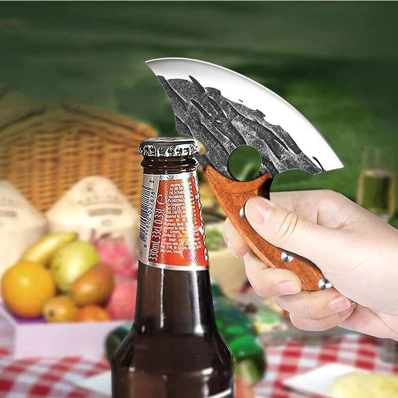 Mini cuchillo de carnicero forjado a mano con funda.