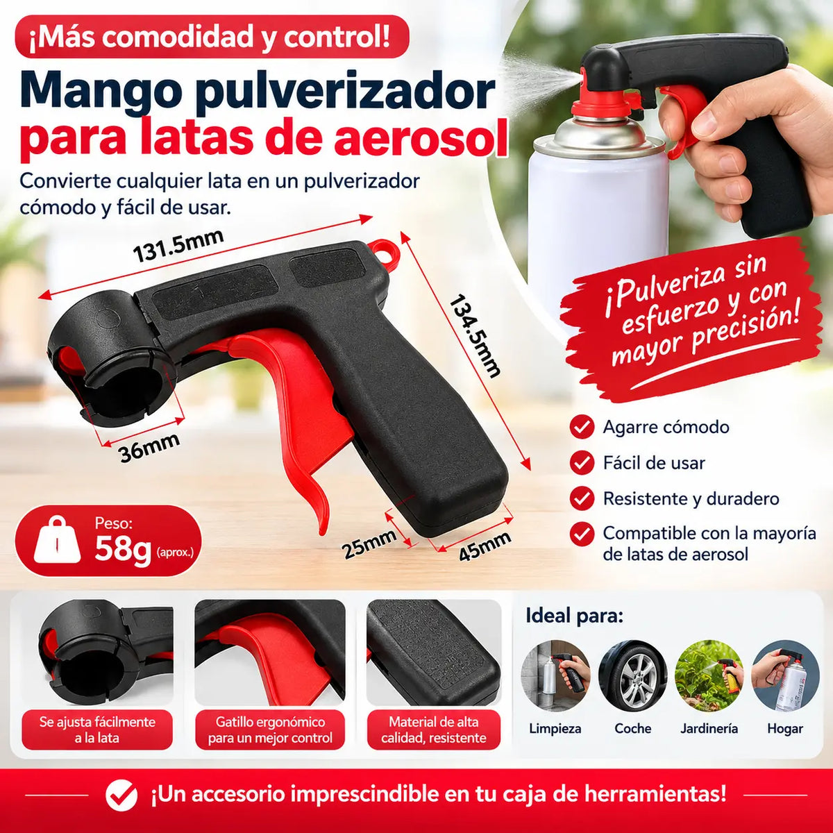 🔥🎨🔧 Mango Auxiliar para Botes de Pintura en Spray | Empuñadura Ergonómica para Pintar Coches, Paredes y Proyectos DIY