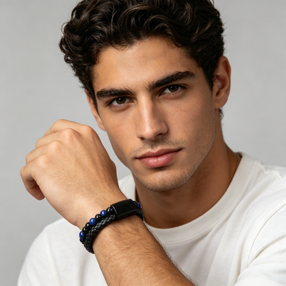 🔥Compra 1 y llévate 1 gratis🔥📿Pulsera magnética de cuero con diseño de ojo de tigre para hombre