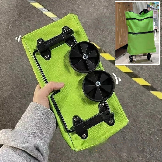 【Producto más vendido】Bolsa de compras plegable y tipo mochila 2 en 1, bolsa/carrito de compras ligero con ruedas