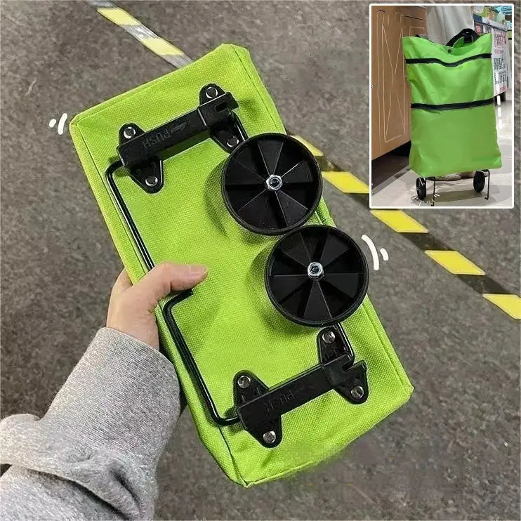 【Producto más vendido】Bolsa de compras plegable y tipo mochila 2 en 1, bolsa/carrito de compras ligero con ruedas