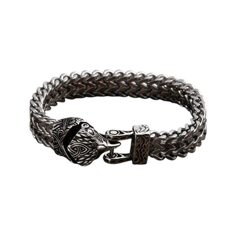 [Oferta especial de último día] Pulsera de hombre estilo retro punk con cabeza de serpiente y calavera.