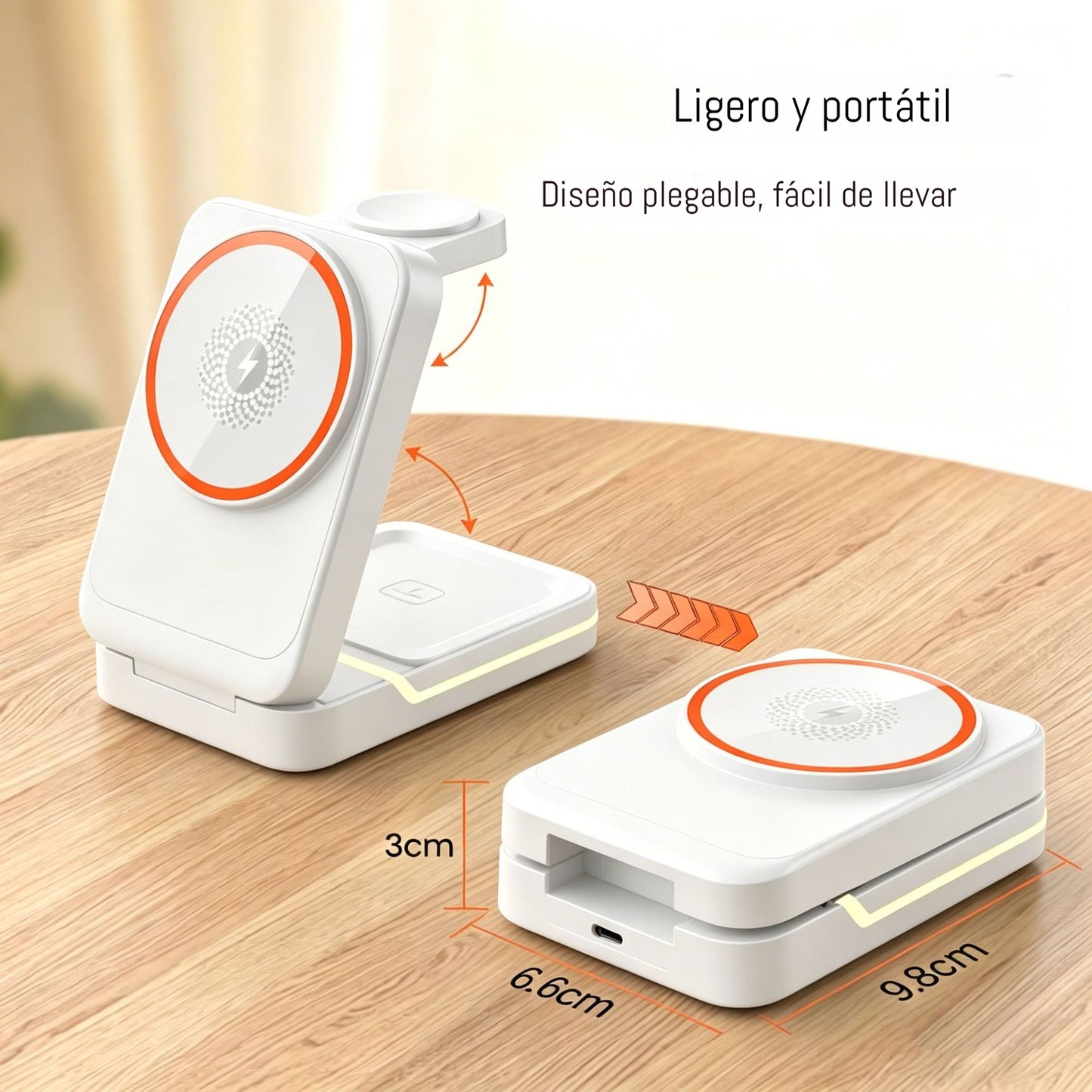 ⚡🧲 Nuevo cargador inalámbrico magnético 3 en 1 compatible con dispositivos Apple e incorpora iluminación ambiental.