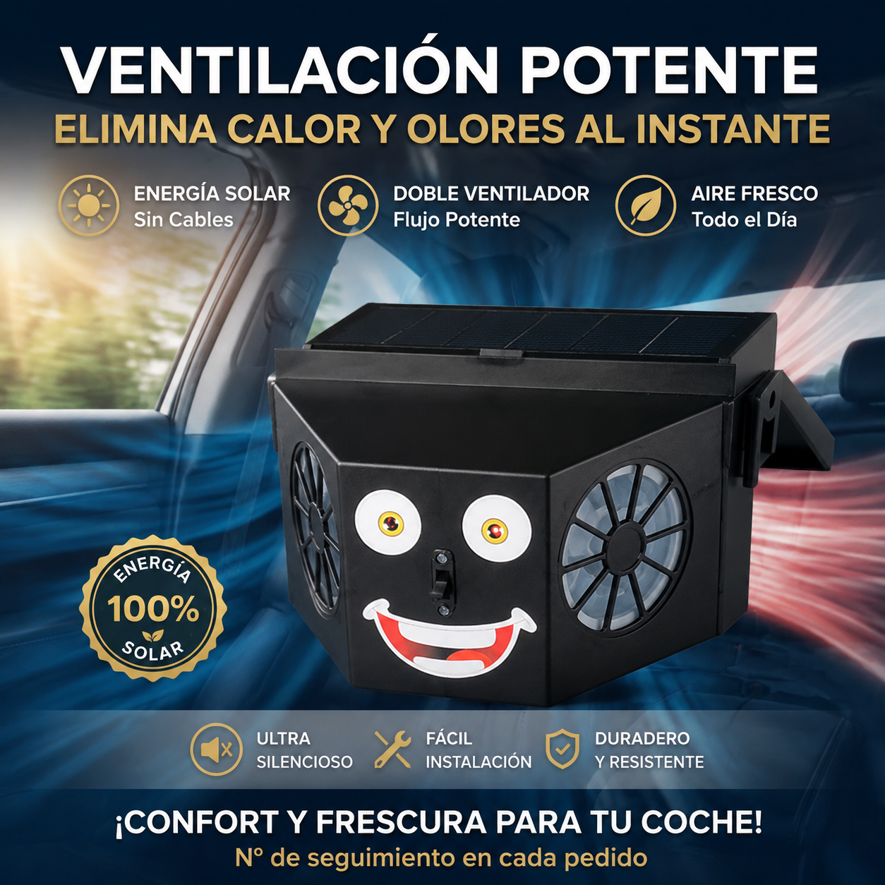50% de descuento 🌀 Ventilador para coche con energía solar