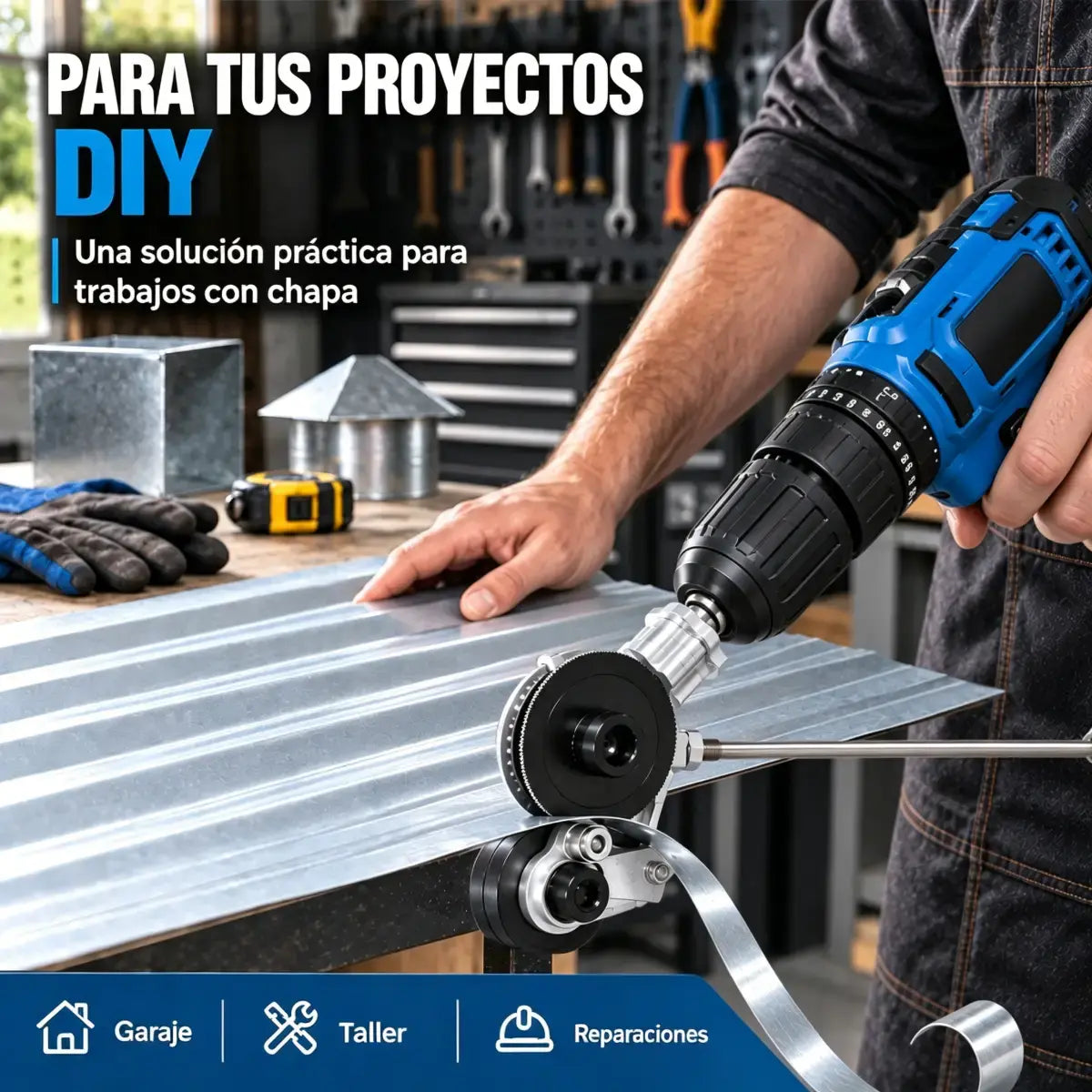 🔧⚡ Adaptador Cortador de Chapa para Taladro | Accesorio de Corte para Metal y Láminas de Hierro DIY