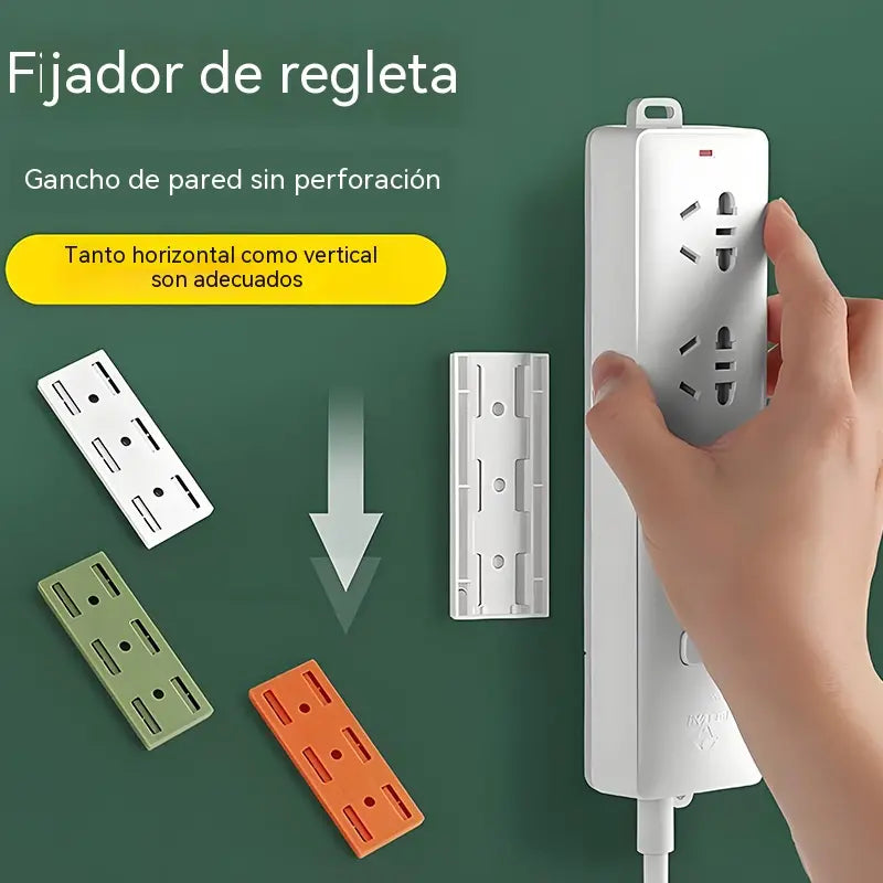 【1 juego de 4 piezas】Soporte de pared multifuncional sin necesidad de taladrar para regletas de enchufes.