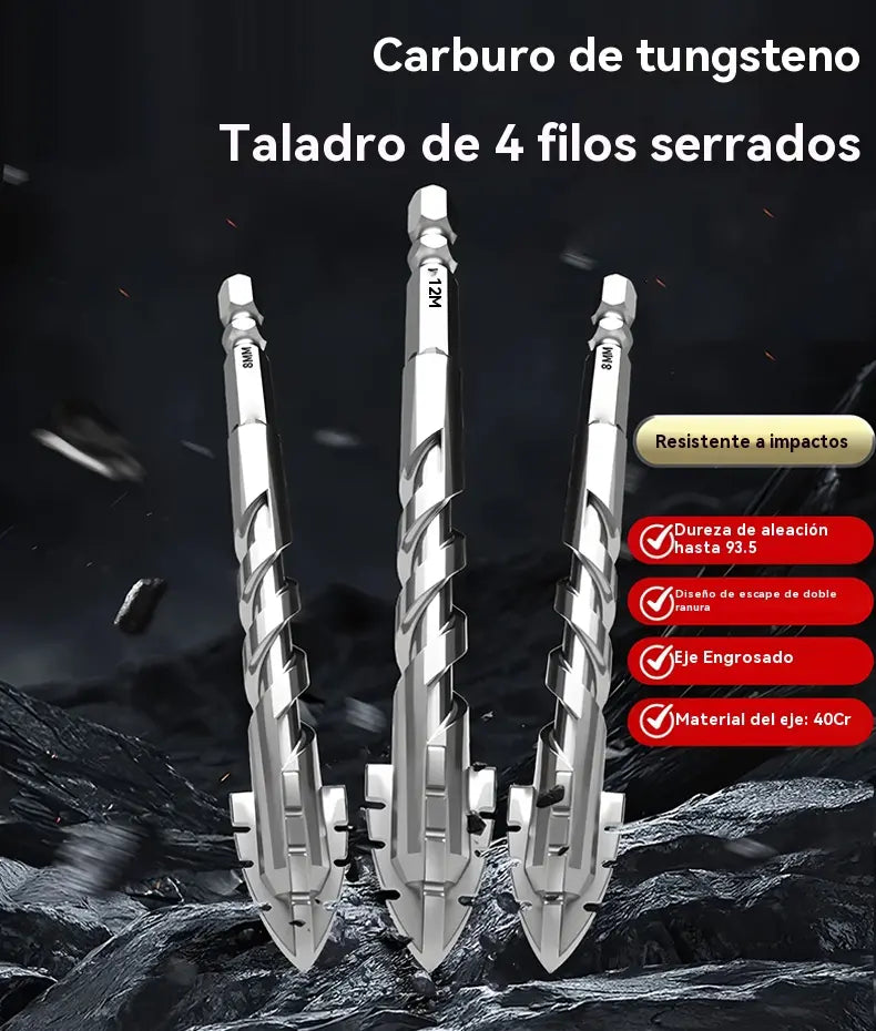 🥇【3+4+5+6+8+10+12+14+16mm】Broca excéntrica de acero de tungsteno superduro de séptima generación con borde dentado