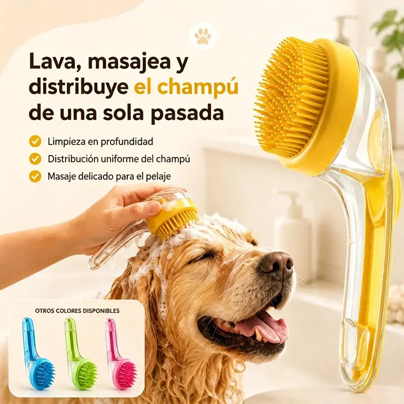 🥳Compra 1 y llévate 1 gratis🥳💞¡Más de 50.000 unidades vendidas!🛁🐾 Cepillo de baño todo en uno: dispensador de champú incorporado, cerdas de doble cara. Limpieza suave y fácil. ¡Un baño relajante para ti y tu mascota! 💧✨