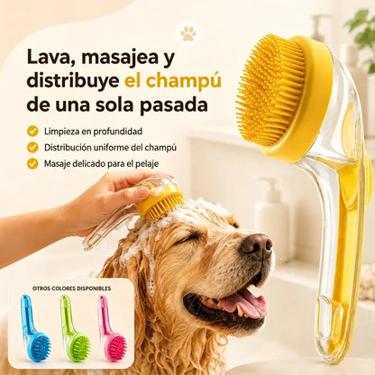 🥳Compra 1 y llévate 1 gratis🥳💞¡Más de 50.000 unidades vendidas!🛁🐾 Cepillo de baño todo en uno: dispensador de champú incorporado, cerdas de doble cara. Limpieza suave y fácil. ¡Un baño relajante para ti y tu mascota! 💧✨