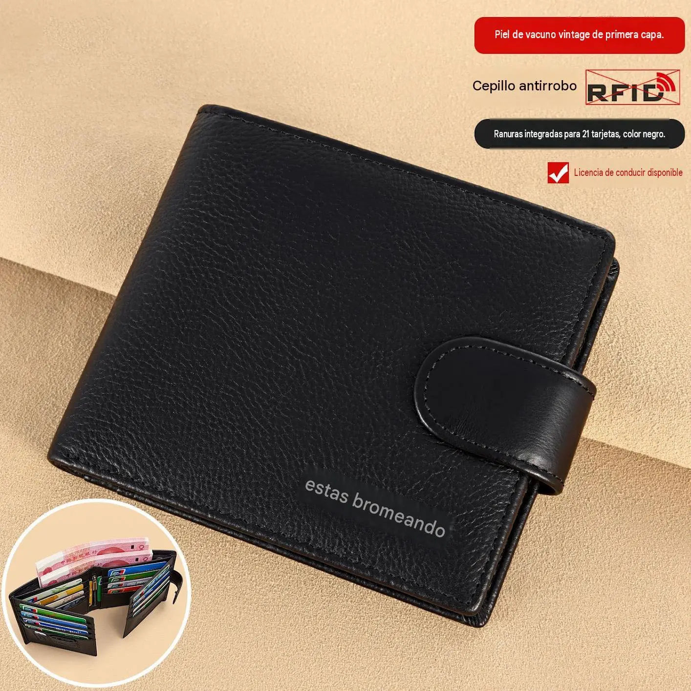 🎁Gran oferta: 50 % de descuento🔥Cartera vintage para hombre con bloqueo RFID