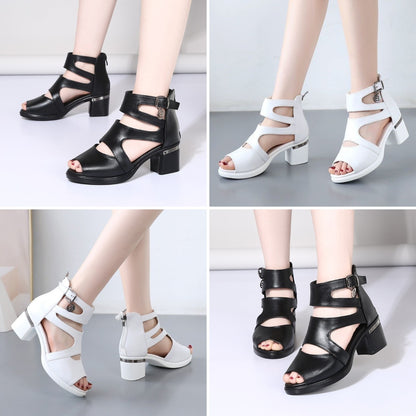 👠【35-41】Nuevas sandalias de verano con tacones gruesos y abertura en la parte superior.