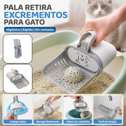 Nueva pala para arena de gato desmontable de una sola pieza, herramienta para recoger excrementos de gato, bolsa autorecolectora de excrementos