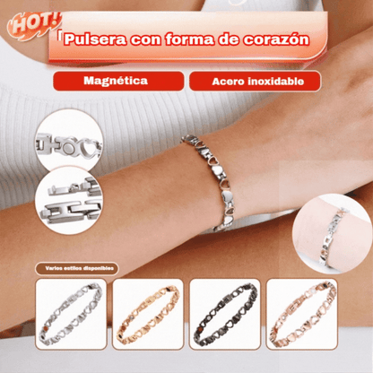 ❤️✨Esta elegante pulsera de oro de 18 quilates con forma de corazón tiene energía magnética, promueve la circulación sanguínea y es cómoda de llevar.✅