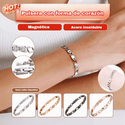 ❤️✨Esta elegante pulsera de oro de 18 quilates con forma de corazón tiene energía magnética, promueve la circulación sanguínea y es cómoda de llevar.✅