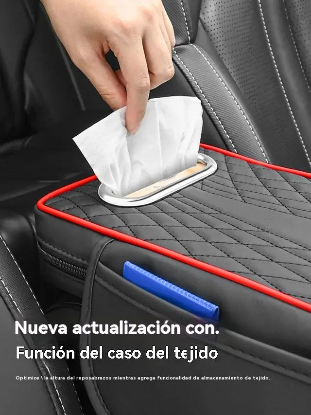 Caja de almacenamiento multifuncional para coche 3 en 1 de piel.