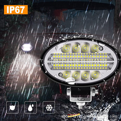 💡🚨【Oferta especial de último día】Faros LED ovalados integrados con difusor y convergente de 48 perlas, adecuados para coches modificados y faros auxiliares para vehículos todoterreno.