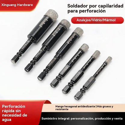 【 6 piezas】Juego de seis brocas huecas de diamante | Perforación limpia y precisa, sin grietas | Alta resistencia al desgaste【6+8+10+12+14+16mm】