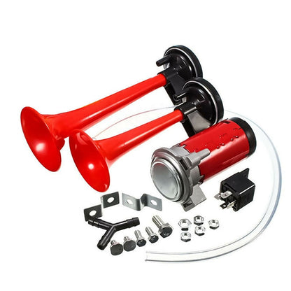 📯🚗 Kit de bocina de aire universal de doble trompeta – 115 dB, 12 V, kit de instalación completo 🔊