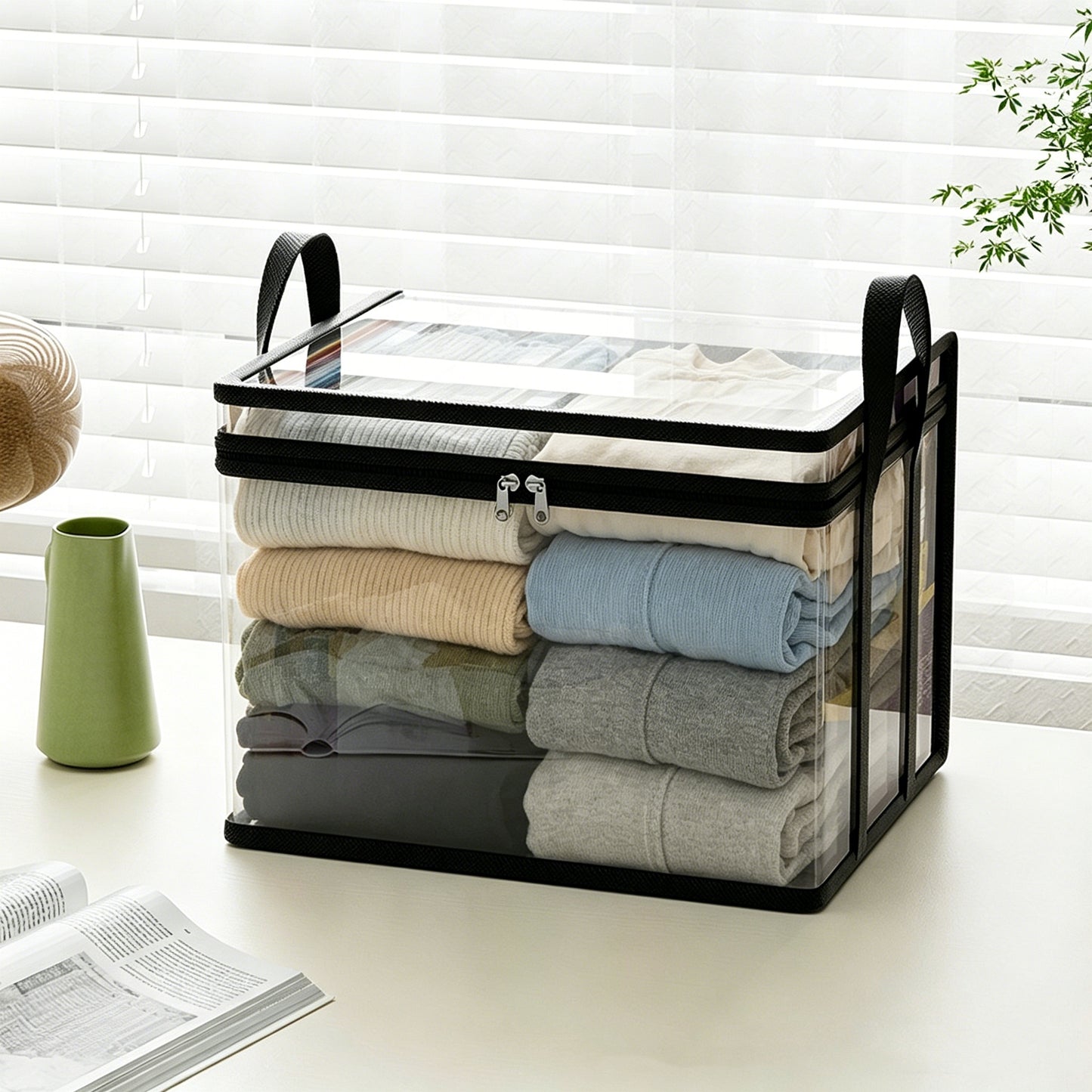 📦【3 pieza 】Bolsa de almacenamiento de plástico transparente, grande, resistente y gruesa para ropa, mudanzas y almacenamiento
