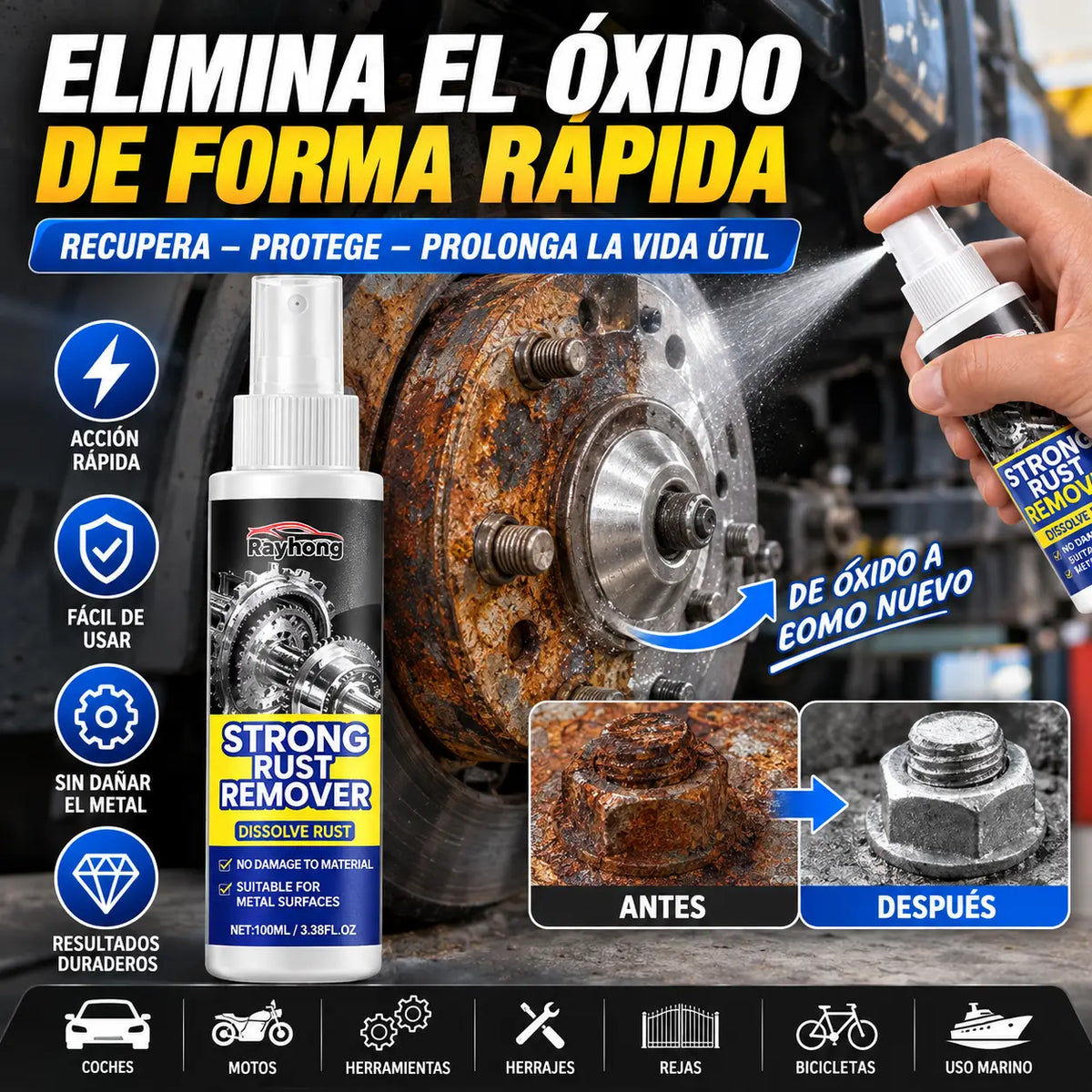 Eliminador y convertidor de óxido de metal multiusos para automóviles