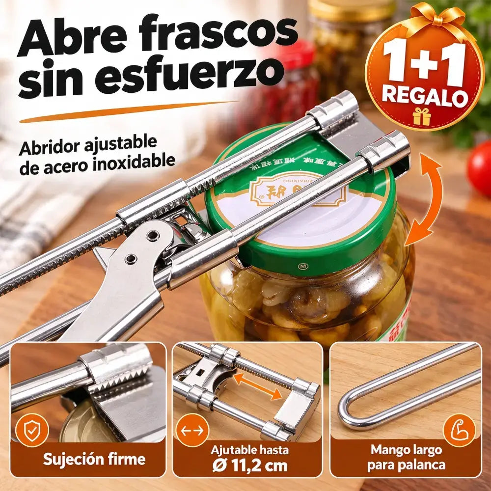 🔥Compra 1 y llévate 1 gratis🔥🍽 Abretarros y abretapas ajustable de boca ancha — Abridor multifuncional de acero inoxidable